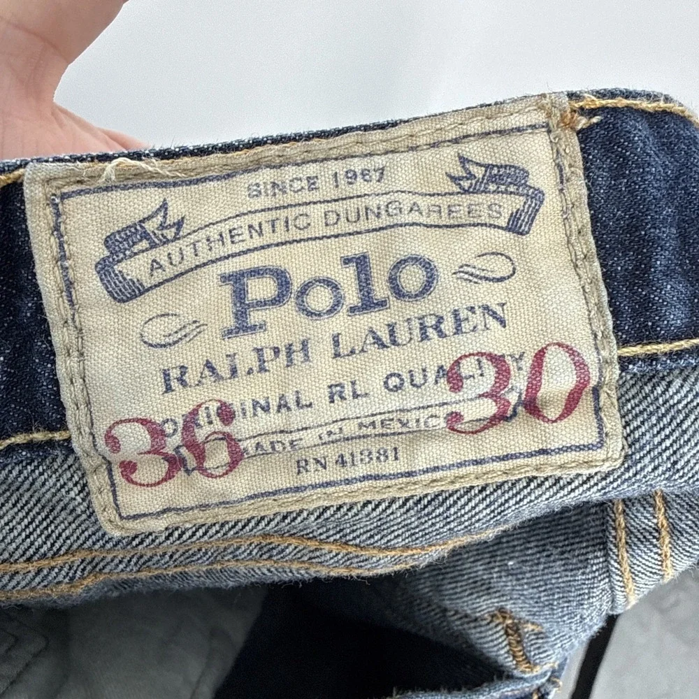 Polo Ralph Lauren Authentic Dungarees Denim Jeans Size 36/30 Workwear Dark Wash